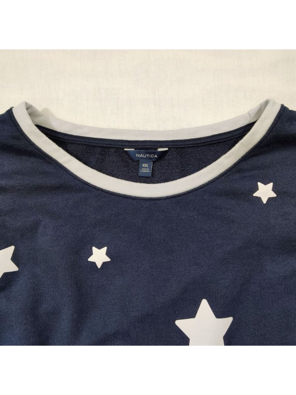 Nautica Long Sleeve Shirt Womens XXL Navy Fleece Stars Patriotic Crew Neck - Picture 6 of 14